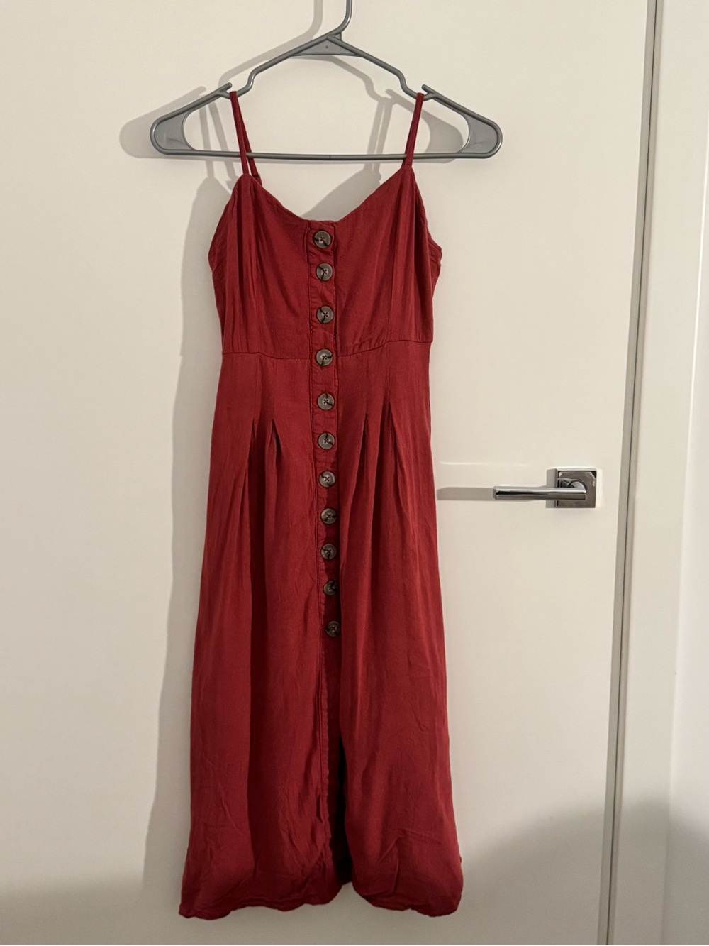 Red Buttoned Midi Dress